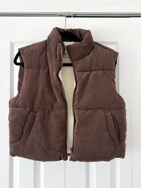 Ci Sono Brown Corduroy Puffer Vest